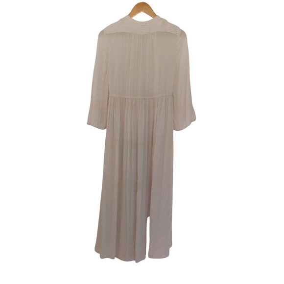 James Perse Blush Cream Midi Dress Size 2 (M) Tie Waist Tiered Viscose Bohemian - Picture 7 of 9